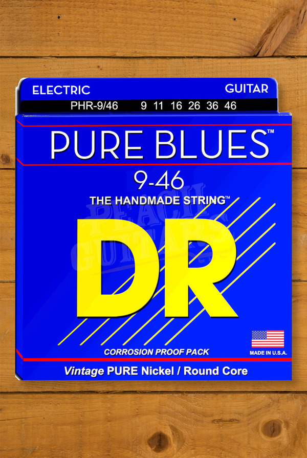 DR PURE BLUES - Pure Nickel Electric Guitar Strings | Light to Medium 9-46