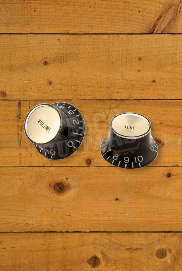 Gibson Top Hat Knobs - 4-Pack - Black w/Gold Inserts