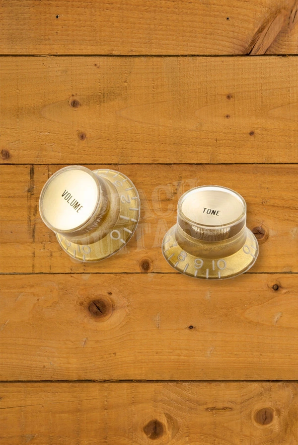 Gibson Top Hat Knobs - 4-Pack - Gold w/Gold Inserts