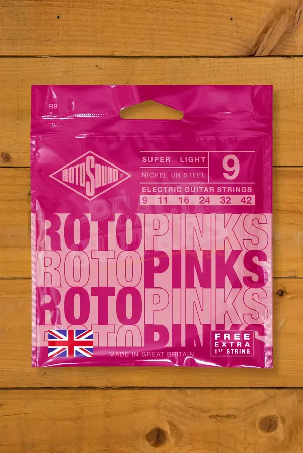 Rotosound R9 Roto Pinks - Nickel Electric Guitar Strings - Super Light - 9-42