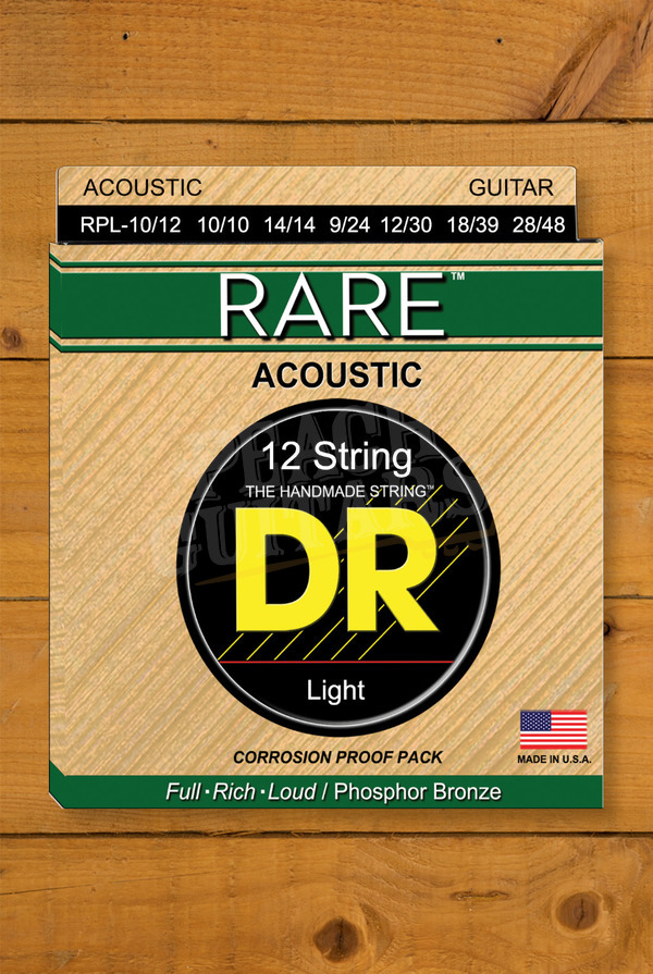 DR RARE - Phosphor Bronze Acoustic Guitar Strings | 12-String Extra Light 10-48