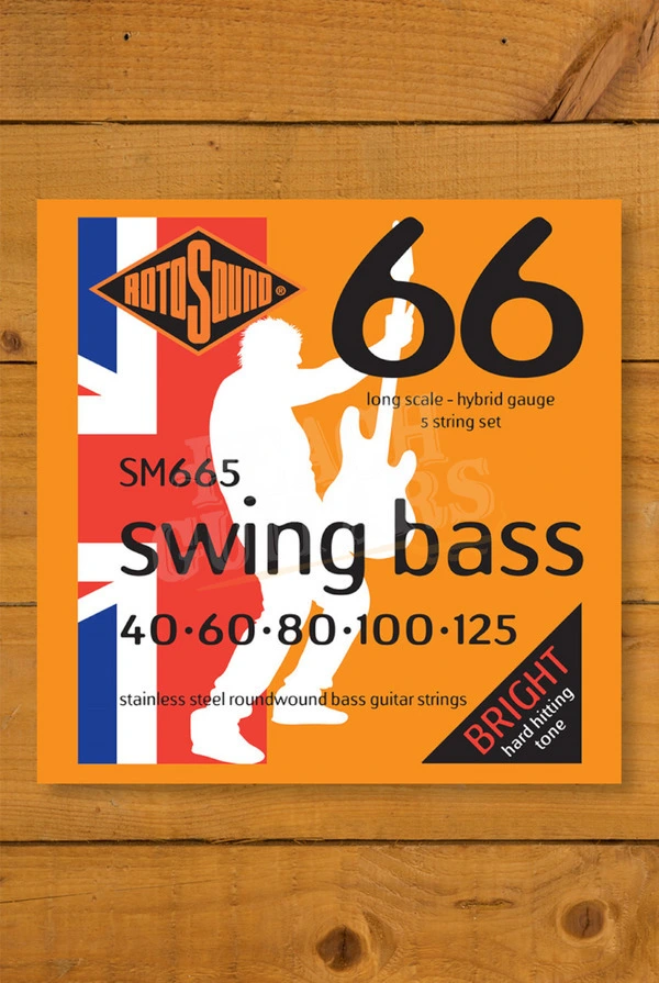 Rotosound Swing Bass 66 Stainless Steel 5-String Bass Strings - Long Scale 40-125