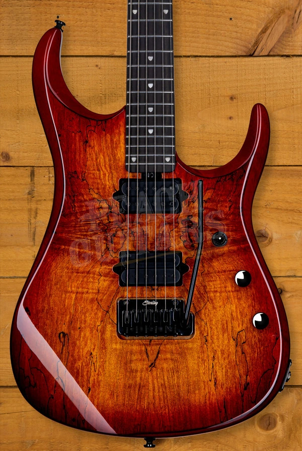 Sterling John Petrucci JP150DSM JP150 DiMarzio - Spalted Blood Orange Burst