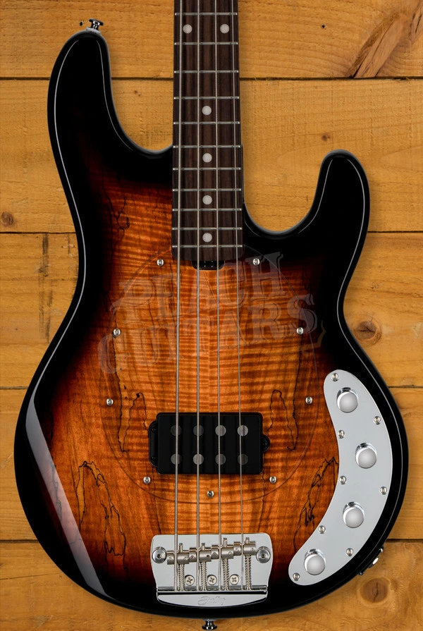 Sterling RAY34SM StingRay Bass - Spalted  3-Tone Sunburst
