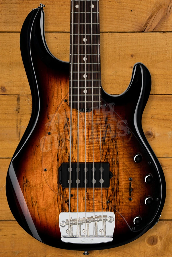 Sterling RAY35SM StingRay 5 Bass - Spalted 3-Tone Sunburst