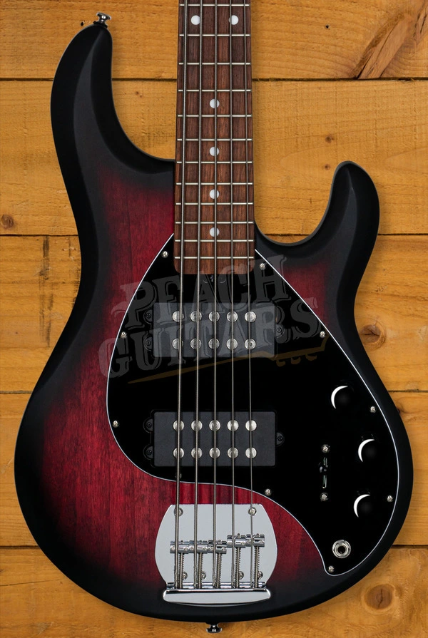Sterling RAY5HH SUB Series StingRay 5 HH Bass - Ruby Red Burst Satin