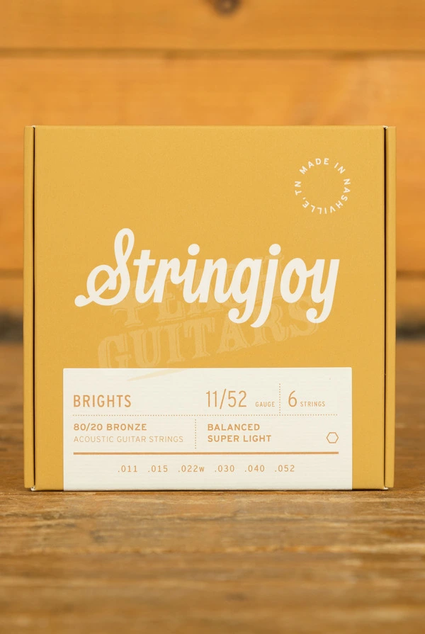 Stringjoy Brights 80/20 Bronze Acoustic Guitar Strings - Super Light 11-52