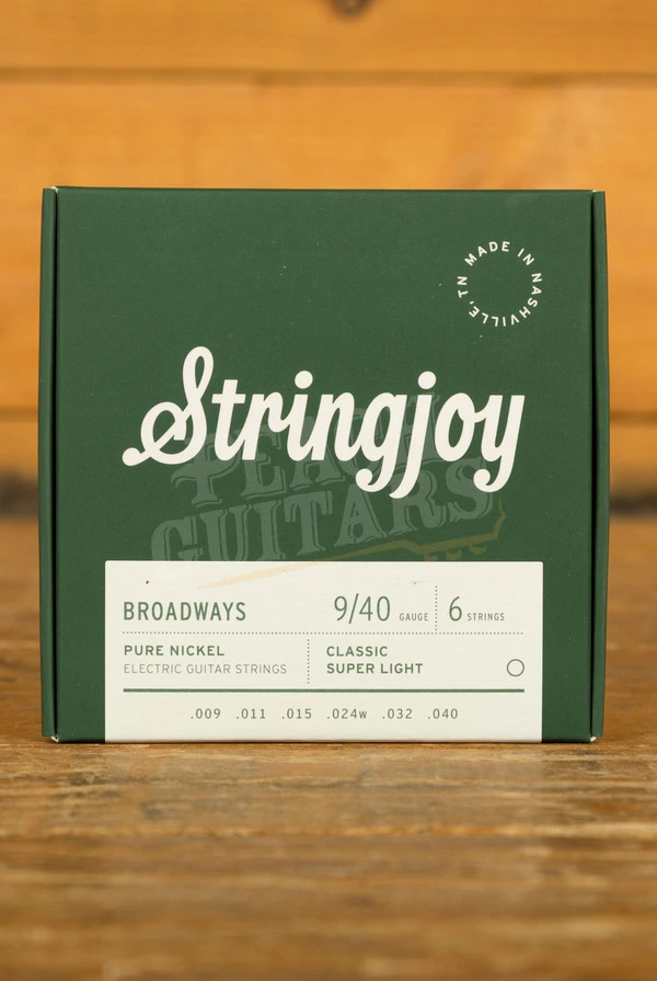 Stringjoy Broadways Pure Nickel Electric Guitar Strings - Classic Super Light 9-40