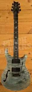 PRS Wood Library Custom 24 Semi-Hollow Faded Indigo Flame Artist Top w/Awabi Birds
