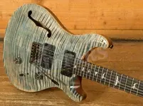 PRS Wood Library Custom 24 Semi-Hollow Faded Indigo Flame Artist Top w/Awabi Birds