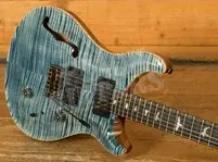 PRS Wood Library Custom 24 Semi-Hollow Faded Indigo Flame Artist Top w/Awabi Birds
