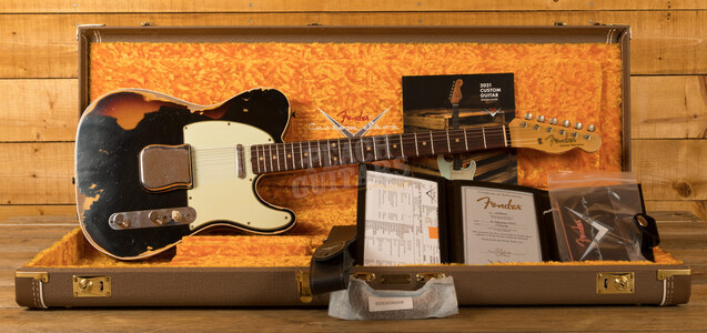 Fender Custom Shop '60 Tele Custom Heavy Relic Black over Chocolate 3TSB