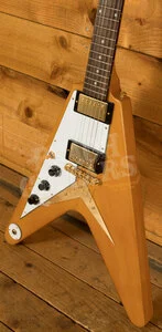 Epiphone Inspired By Gibson Custom 1958 Korina Flying V | Aged Natural - White Pickguard *Left-Handed*