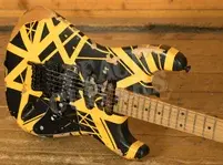 EVH Limited Edition Striped Series Frankenstein Frankie - Maple - Black w/Yellow Stripes - Aged