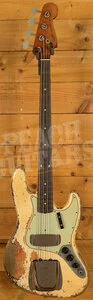 Fender Custom Shop Masterbuilt Dale Wilson 62 Jazz Bass - Heavy Relic Olympic White/3-Tone Sunburst