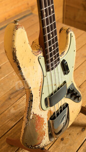 Fender Custom Shop Masterbuilt Dale Wilson 62 Jazz Bass | Heavy Relic Olympic White/3-Tone Sunburst