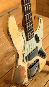 Fender Custom Shop Masterbuilt Dale Wilson 62 Jazz Bass - Heavy Relic Olympic White/3-Tone Sunburst