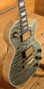 Gibson Custom Les Paul Custom 7A Quilt | Ocean Blue w/TV White Back