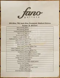 Fano Guitars SP6 Oltre - Sonic Blue Medium Distress *Used*