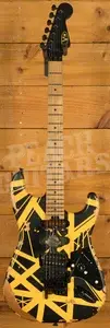 EVH Limited Edition Striped Series Frankenstein Frankie - Maple - Black w/Yellow Stripes - Aged