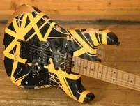 EVH Limited Edition Striped Series Frankenstein Frankie - Maple - Black w/Yellow Stripes - Aged