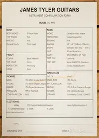 James Tyler Guitars JTG | MK1 - Black Metallic