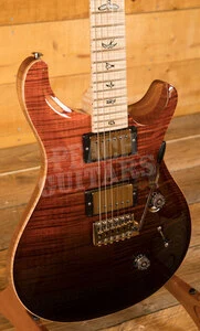 PRS Wood Library Custom 24 Fire Red to Grey Black with Flame Maple Neck