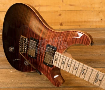 PRS Wood Library Custom 24 Fire Red to Grey Black with Flame Maple Neck
