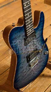 Tom Anderson Top T Shorty | Abalone to Deep Ocean Blue Burst w/Binding & Case