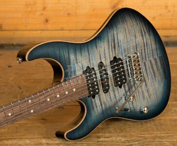 Suhr Modern Plus Faded Trans Whale Blue Burst Pau Ferro - Left Handed