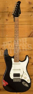 Xotic California Classic XSC-2 - Black over Red Heavy Ageing Matching Headstock