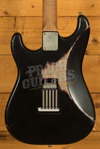 Xotic California Classic XSC-2 - Black over Red Heavy Ageing Matching Headstock