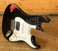 Xotic California Classic XSC-2 - Black over Red Heavy Ageing Matching Headstock