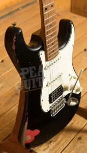 Xotic California Classic XSC-2 - Black over Red Heavy Ageing Matching Headstock