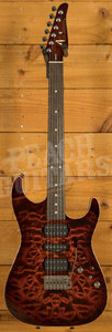 Tom Anderson Drop Top | Blood Orange Burst w/Binding - Black w/Orange Dog Hair Back