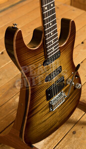 Tom Anderson Drop Top Shorty Hollow | Light Tiger Eye Burst w/Binding - Black Back