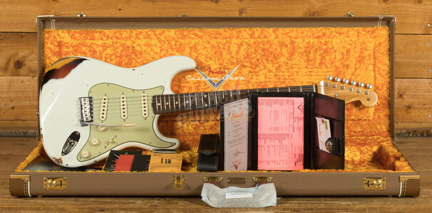 Fender Custom Shop '60 Strat Relic Olympic White over 3-Tone Sunburst