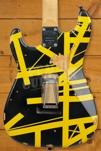 EVH Limited Edition Striped Series Frankenstein Frankie - Maple - Black w/Yellow Stripes - Aged