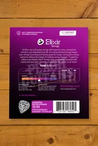 Elixir Nanoweb Coated Phosphor Bronze Acoustic Guitar Strings - 12-53