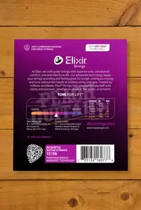 Elixir Nanoweb Coated Phosphor Bronze Acoustic Guitar Strings - 12-56