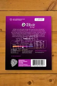 Elixir Nanoweb Coated Phosphor Bronze Acoustic Guitar Strings - 13-56