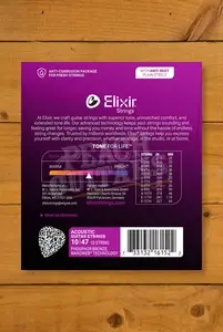 Elixir Nanoweb Coated Phosphor Bronze 12-String Acoustic Guitar Strings - 10-47