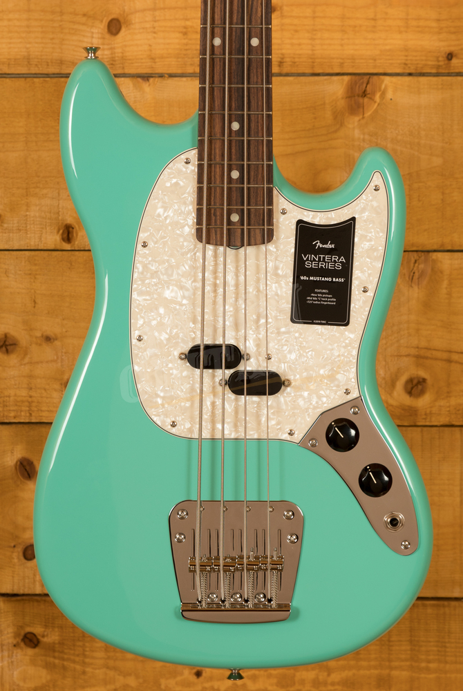 Fender Vintera 60s Mustang Bass Pau Ferro Seafoam Green Peach Guitars 3276