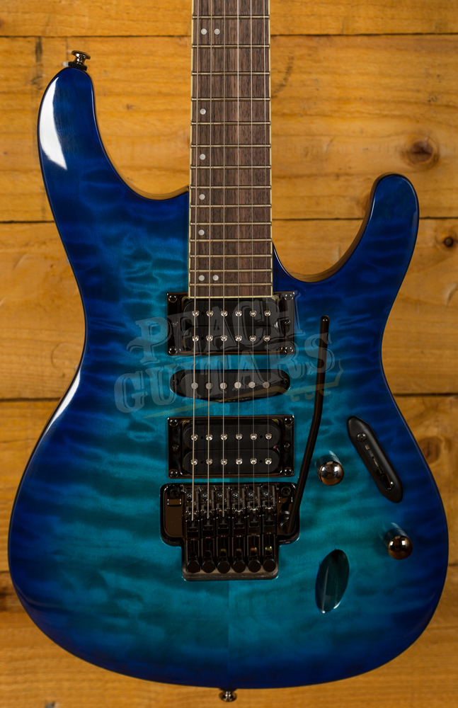 Ibanez S670QM-SPB Sapphire Blue - Peach Guitars