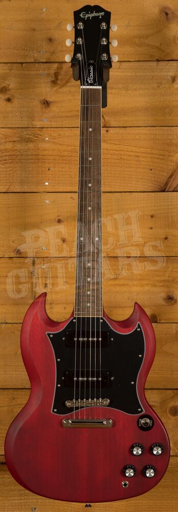 Epiphone SG Classic Worn P90's Cherry - Peach Guitars