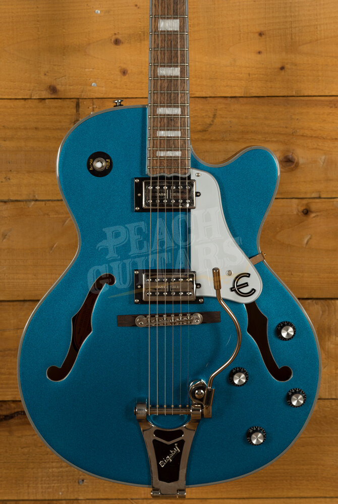 Epiphone Emperor Swingster Delta Blue Metallic Peach Guitars