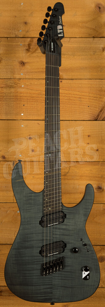 LTD M-1000 Multi-Scale See Thru Black Satin Nickel Frets - Peach