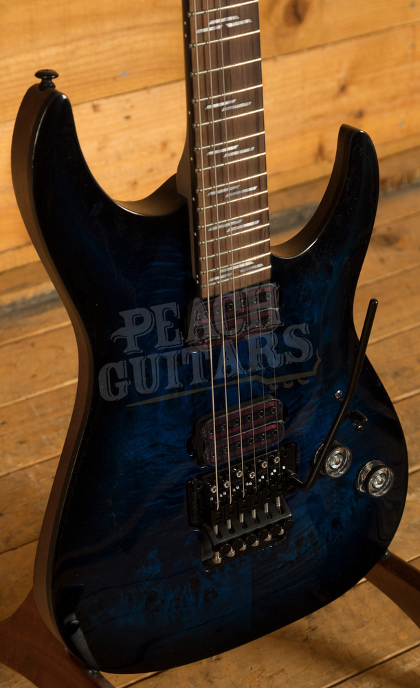 Schecter Omen Elite-6 FR See-Thru Blue Burst - Peach Guitars