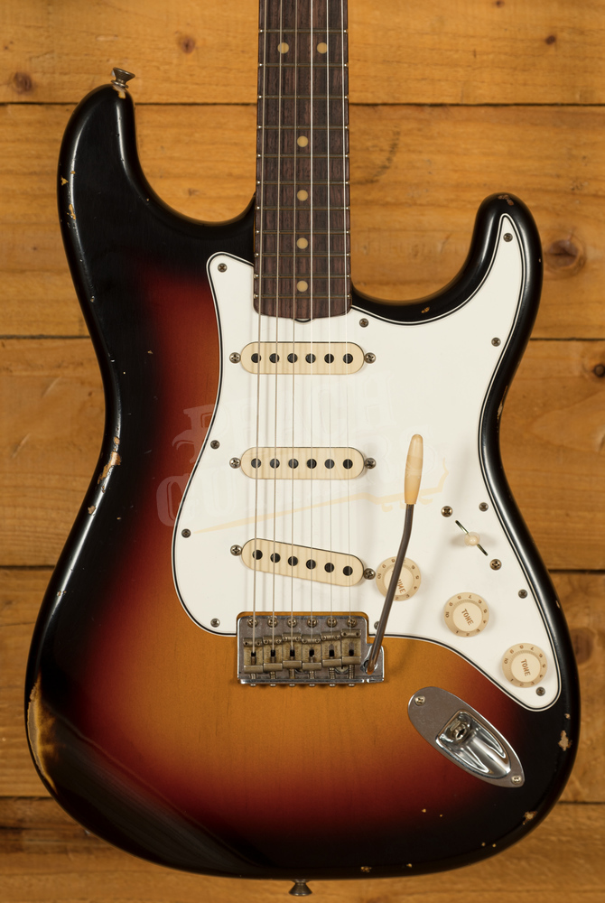 lejr hørbar shabby Fender Custom Shop '65 Strat Relic 3TSB - Peach Guitars