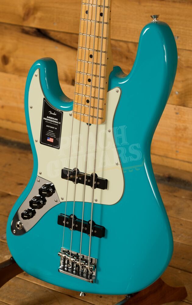Fender Professional Ii Jazz Bass Left Hand Miami Blue Maple Peach Guitars